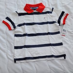 Tommy Hilfiger Kids Striped Polo Shirt - White and Navy